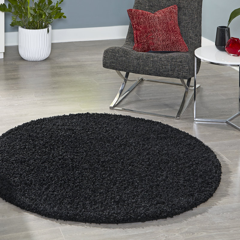 Tapis noir Renesha, Rond 8 pi 2 po
