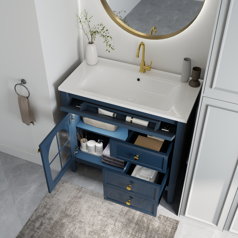Deon 36''  Bathroom Vanity With Sink, Blue