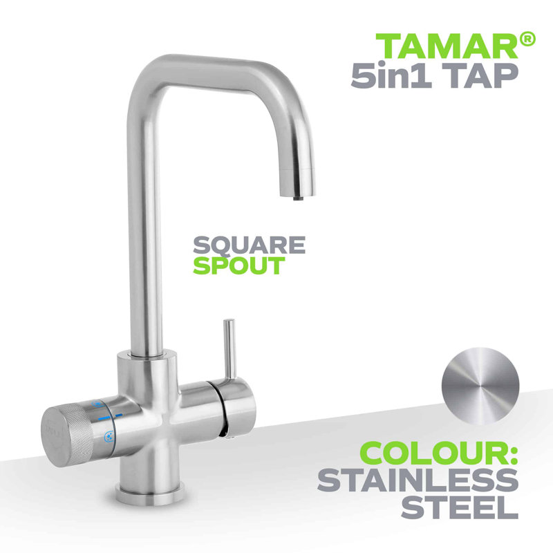 Durable Square Purifier System - 5-in-1 Chilled, Boiling, Sparkling, Alkaline Water with Filtration, Stainless Steel