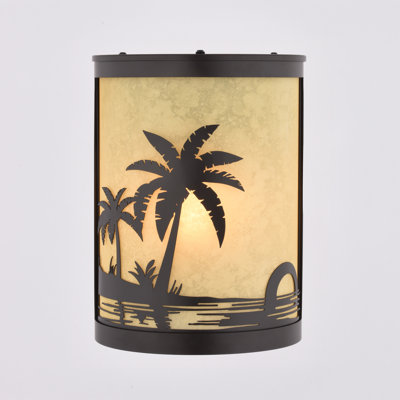 Applique murale d'intérieur / d'extérieur 1 lumière bronze chaud Melvin, 11 po H, acier, verre ambré