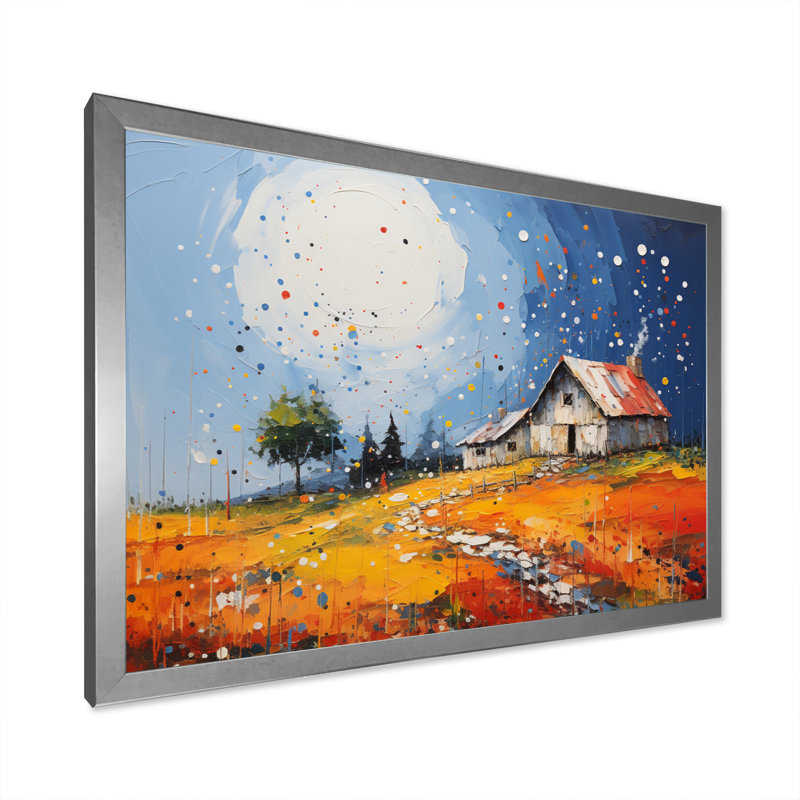 Mastan Farmhouse Farmstead Abstractions Pointillism I - impression, H 34 po x l 44 po x P 1,5 po, Cadre simple argenté