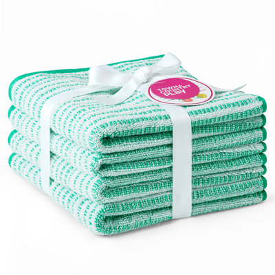 TOWN & COUNTRY PLAY 4-Piece Striped Reversible Terry Brights Hand Towel Set, 20x30-Inch, 100% BCI Cotton