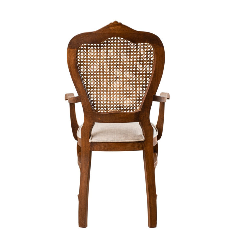 Chaise en bois de hêtre traditionnel, couleur noyer, 21,3 po x 39,0 po x 17,7 po | 100% hêtre massif avec osier de bambou, hauteur de l'assise: 17,7 po, épaisseur: 0,7 po | Conception élégante et durable pour la maison et le bureau