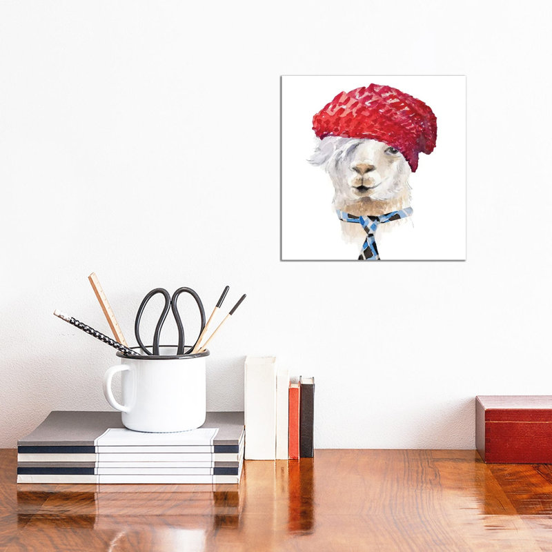 Fashion Llama 1 Piece Wrapped Canvas Painting, 30.48 cm H x 30.48 cm W