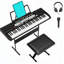 Ensemble de clavier électronique 61 touches pour enfants, débutants et étudiants, avec support, tabouret, casque d'écoute, microphone et sac de transport, jouet musical éducatif, parfait pour l'apprentissage à la maison et la pratique quotidienne
