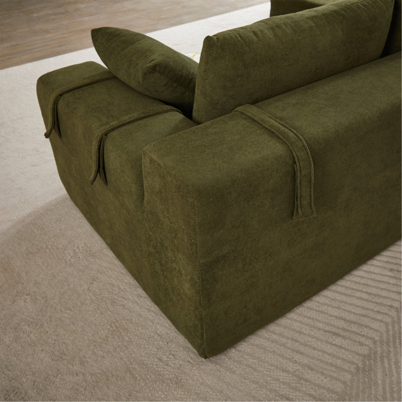 Modern Upholstered Boneless Sectional Sofa Couch Set, Modular L Shaped Sectional Living Room Sofa Set with 6 Pillows, Free Combination Sofa Couch for Living Room, Bedroom