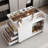  Multi-Functional Storage Island Vanity Console with Glass Display Shelves and Reversible Top, White