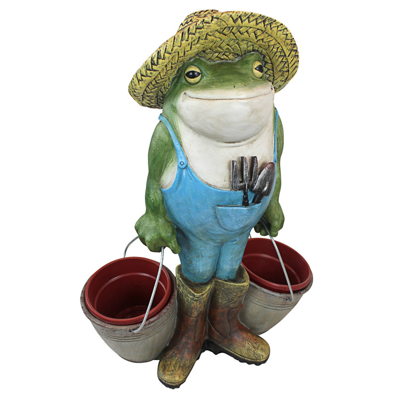 Buckets the Garden Frog Resin Outdoor Statue