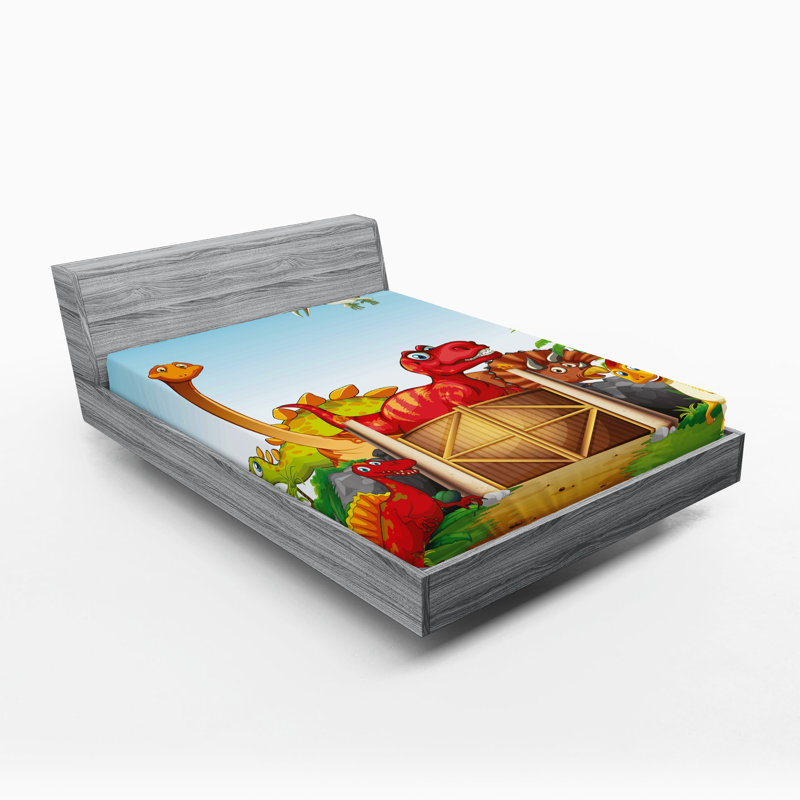 Multicolore de dinosaurs en parc Ambesonne Dino, California King Sheet Set