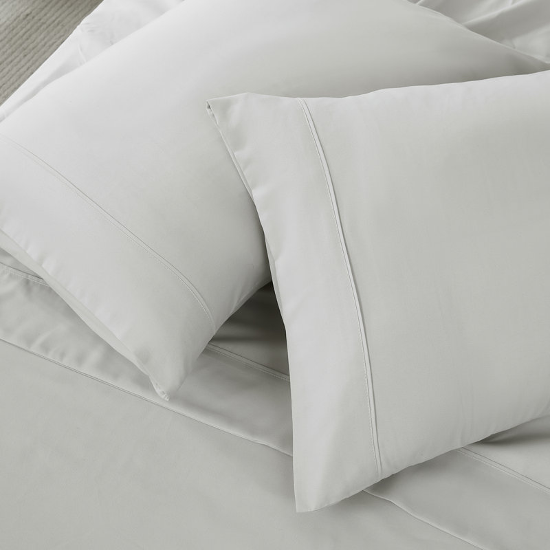 Verona Solid Sheet Set, Gray, Twin Extra Long Sheet Set with 2 Pilowcases