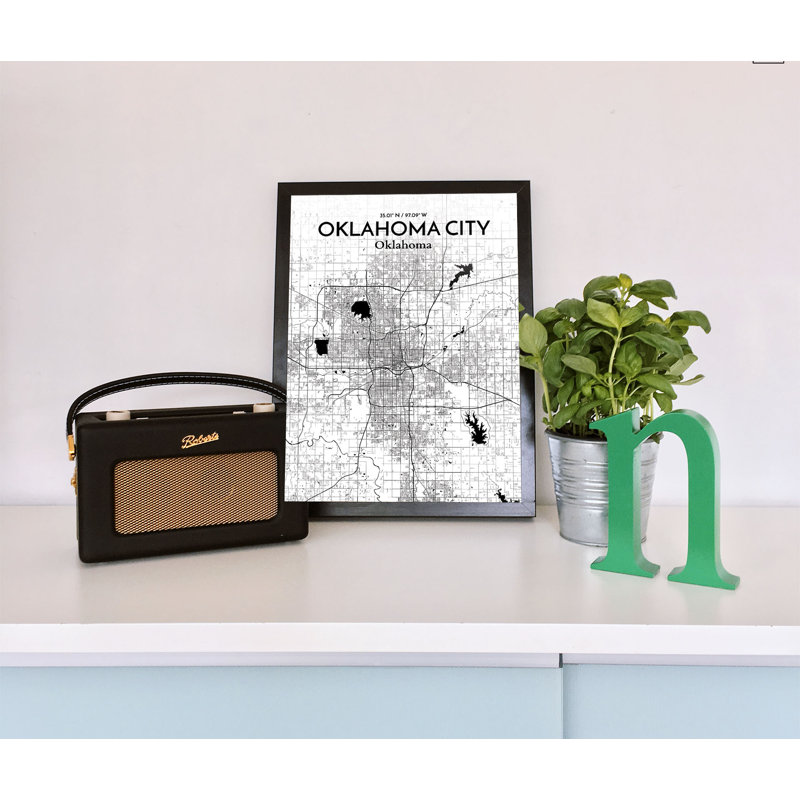 Oklahoma City City Map 1 Piece Wall Art, 43.2cm H x 27.9cm W x 0.13cm D