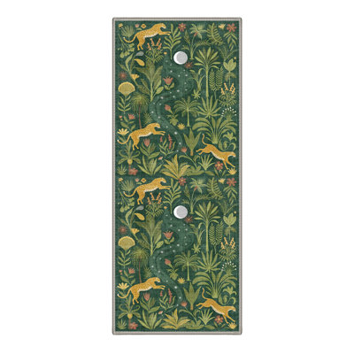 Alcoa Veridian Animal Print Machine Washable Green / Yellow Indoor Area Rug with Non-Slip Backing