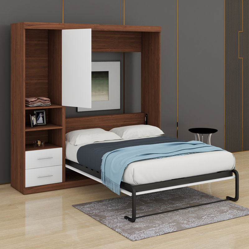 Lit escamotable double pleine grandeur avec armoire, Double