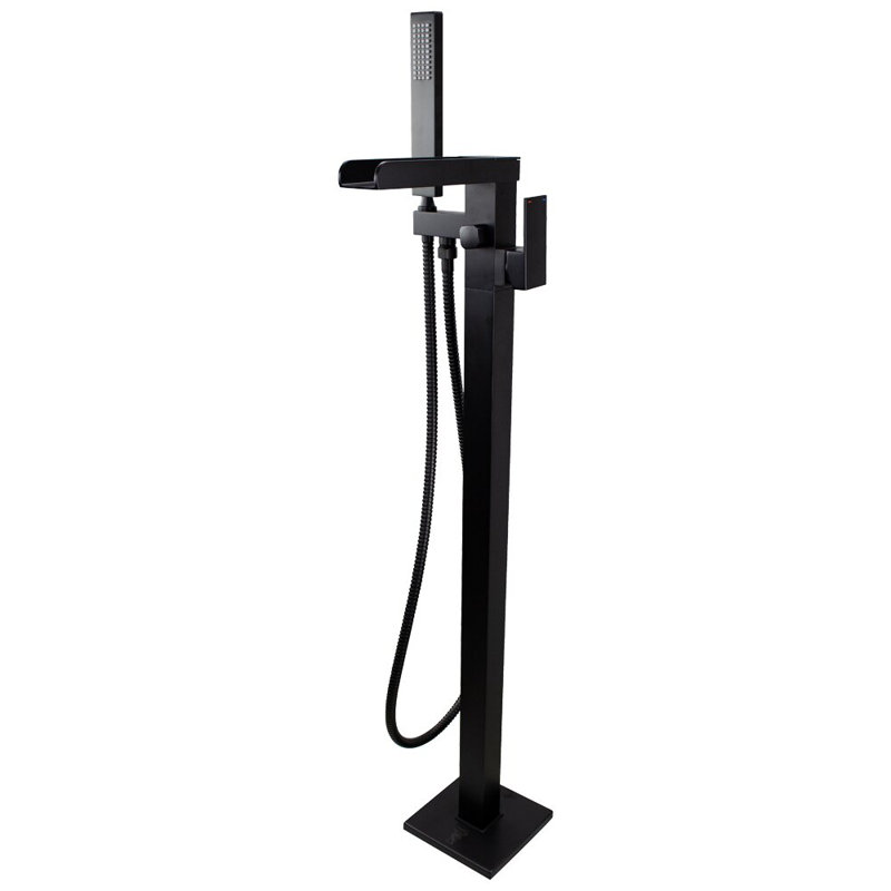 Roslyn 1 Handle Floor Tub Filler with Diverter, Matte Black