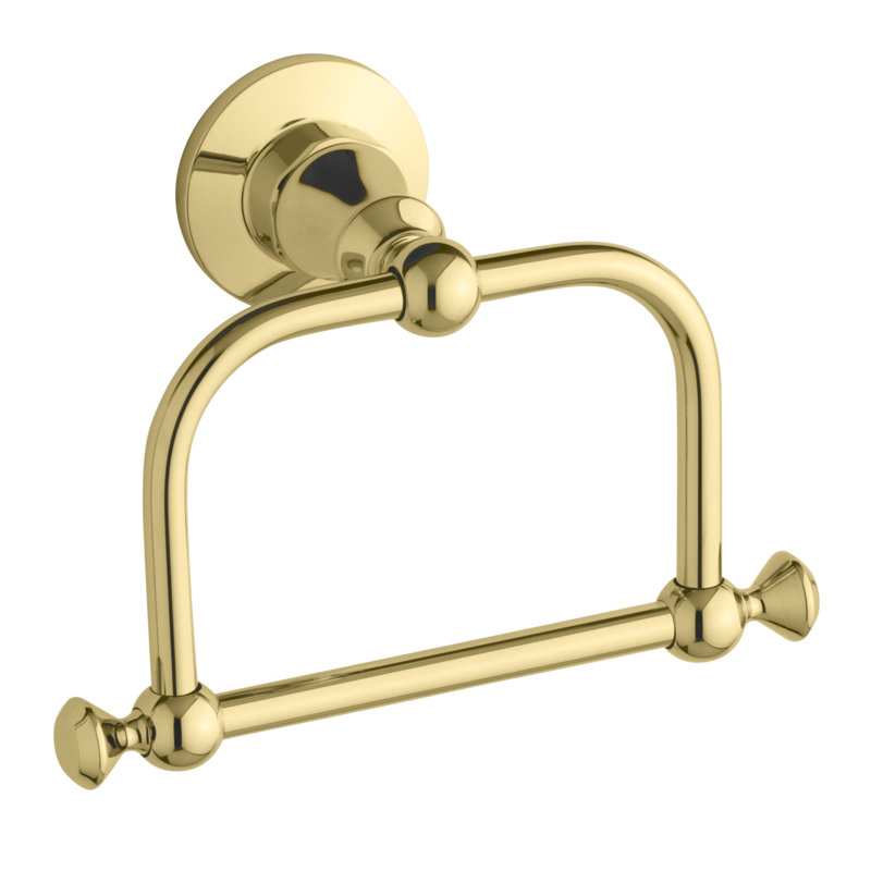 Antique Wall Mounted Towel Ring, Vibrant Polished Brass