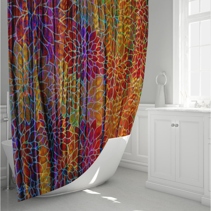 Rideau de douche simple à motif floral, H 83 po x l 70 po