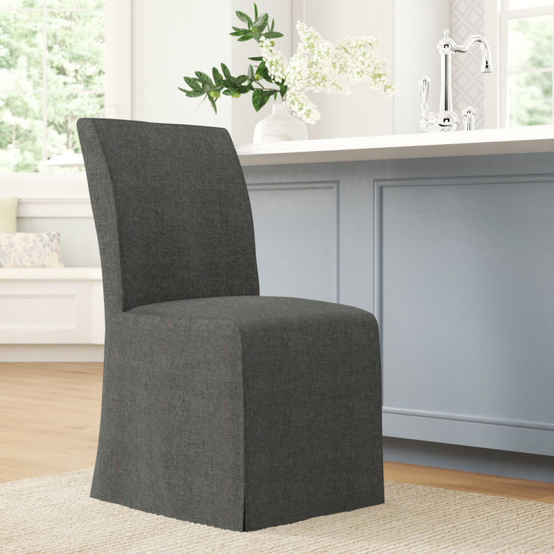 Sumatra Upholstered Parsons Chair, Zuma Charcoal Textured Linen
