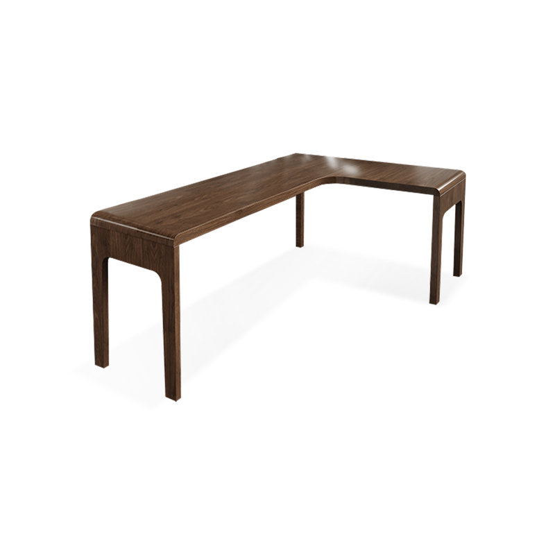 Tan Rectangular Solid Wood desk, 29.53" H x 62.99" W x 47.24" D, Right Hand Return