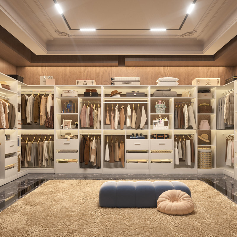 72"-108"Closet System With Drawers And Rods, White