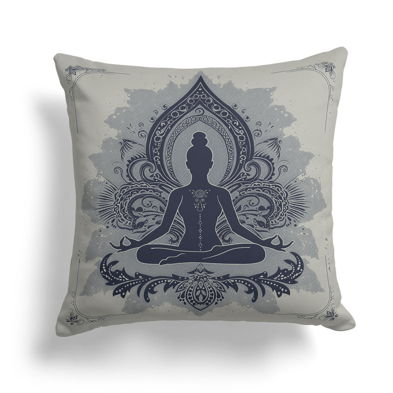 Coussin décoratif intérieur / extérieur Solace, H 16 po x l 16 po, Bleu/gris