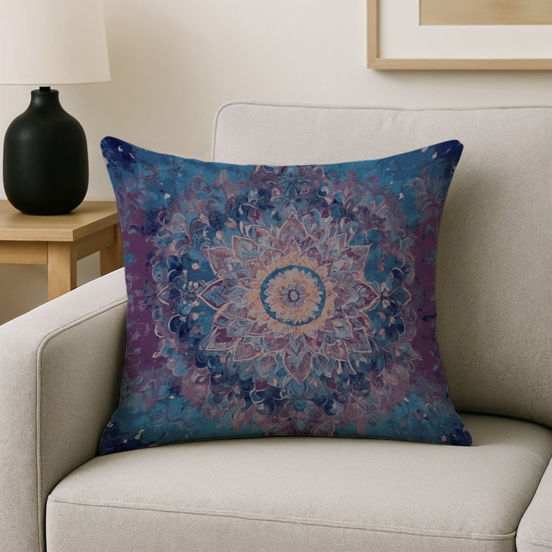 Coussin décoratif intérieur et extérieur Modern, Bleu / abstrait 1, Carré 18 po