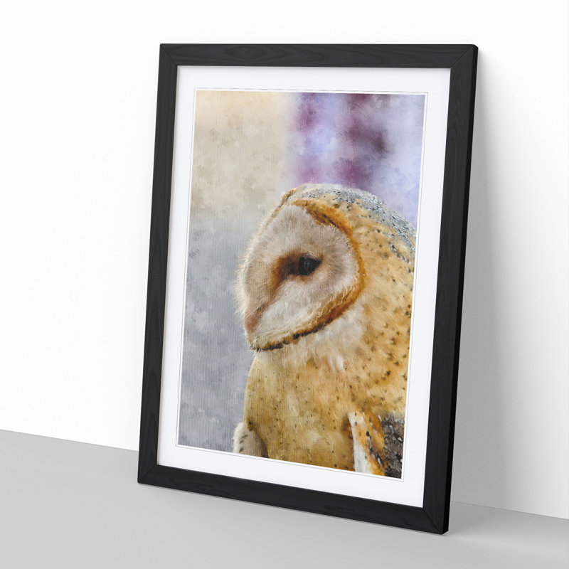 Barn Owl Vol.5 - Picture Frame Painting, 65cm H x 48cm W x 2cm D, Black Framed