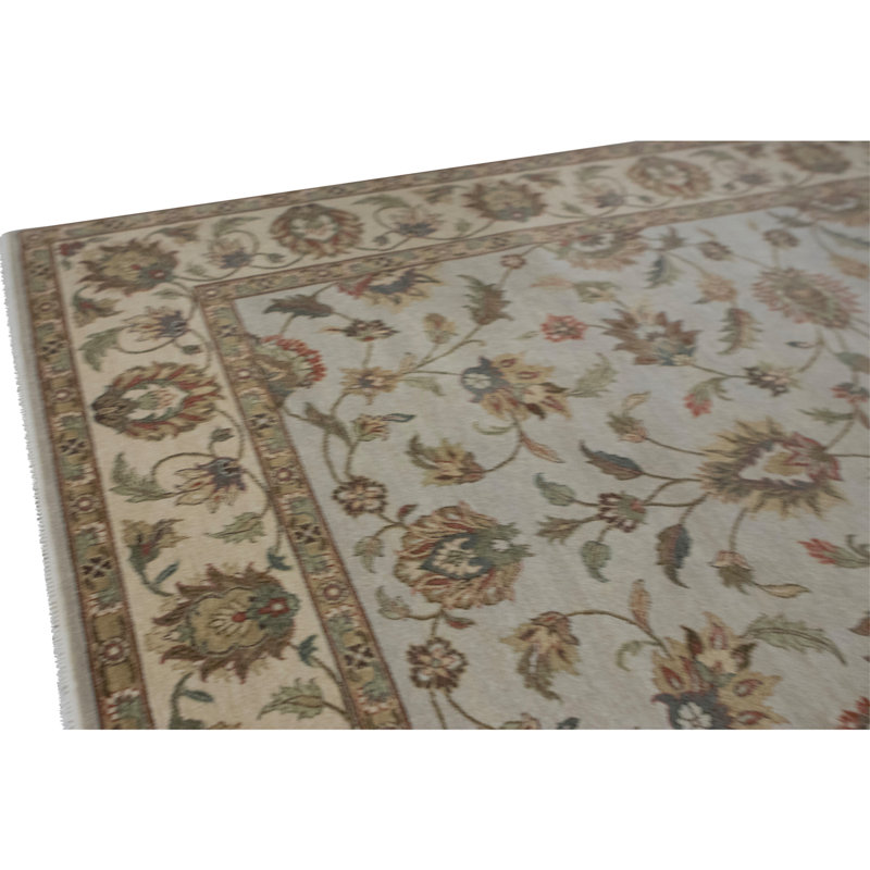 Tapis ivoire et doré de haute qualité noué à la main