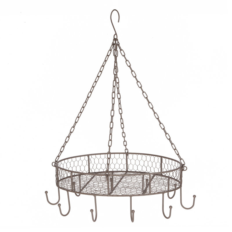 Metal Hanging Pot Rack, Antique Brown