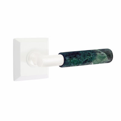Ensemble de leviers de passage Emtek Select, rosette Quincy, tige en T, poignée en marbre vert, CF