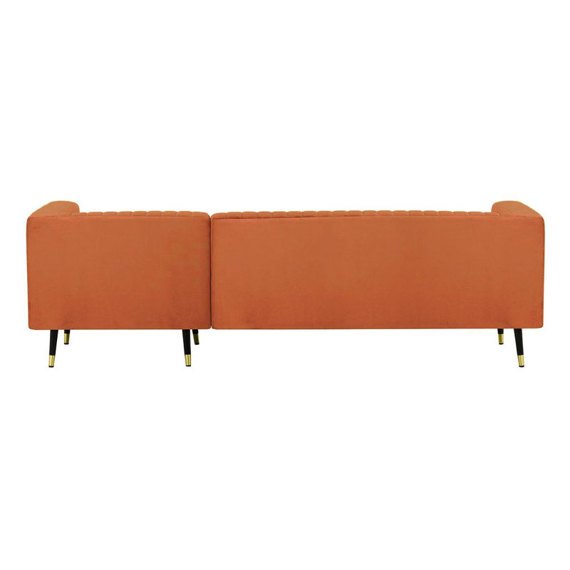 Monaville 4 Seater Velvet Sofa & Chaise, Orange, Right Hand Facing