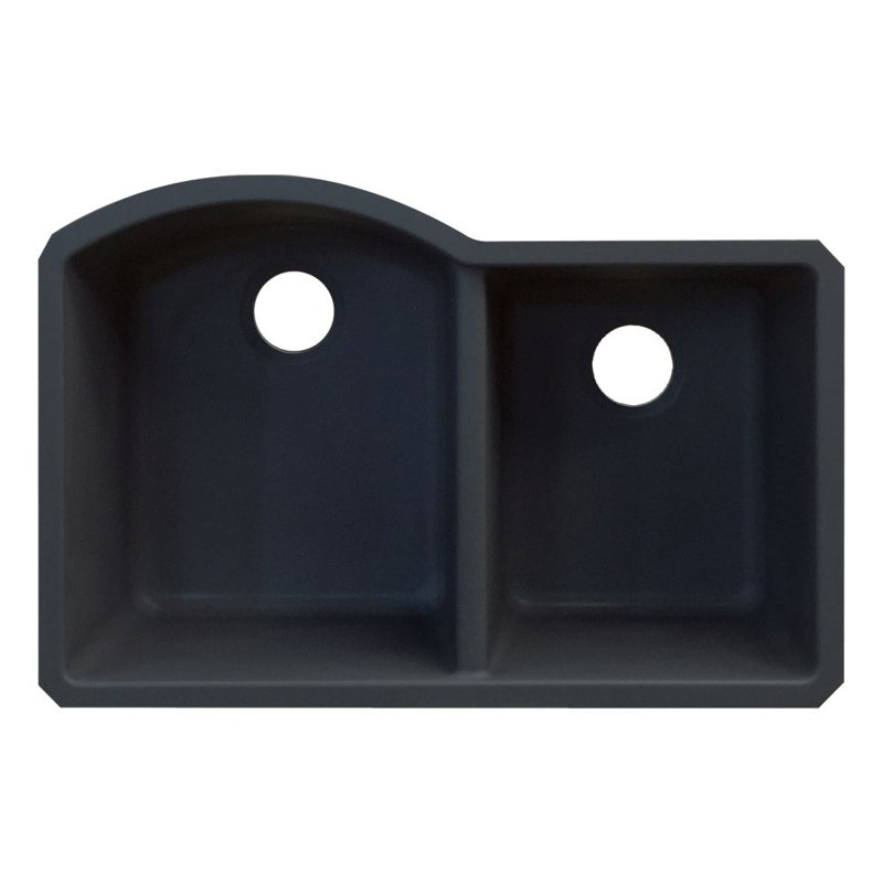 Aversa 31.75'' L Double Bowl Kitchen Sink, Black