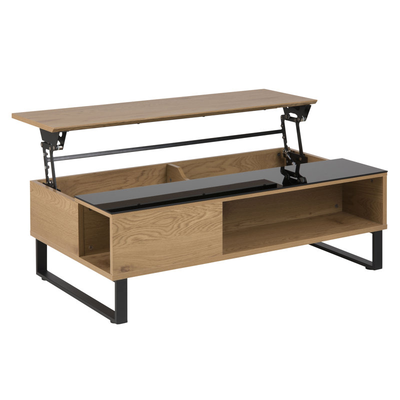 Ayala Lift Top Frame Coffee Table with Storage, Oak/Black