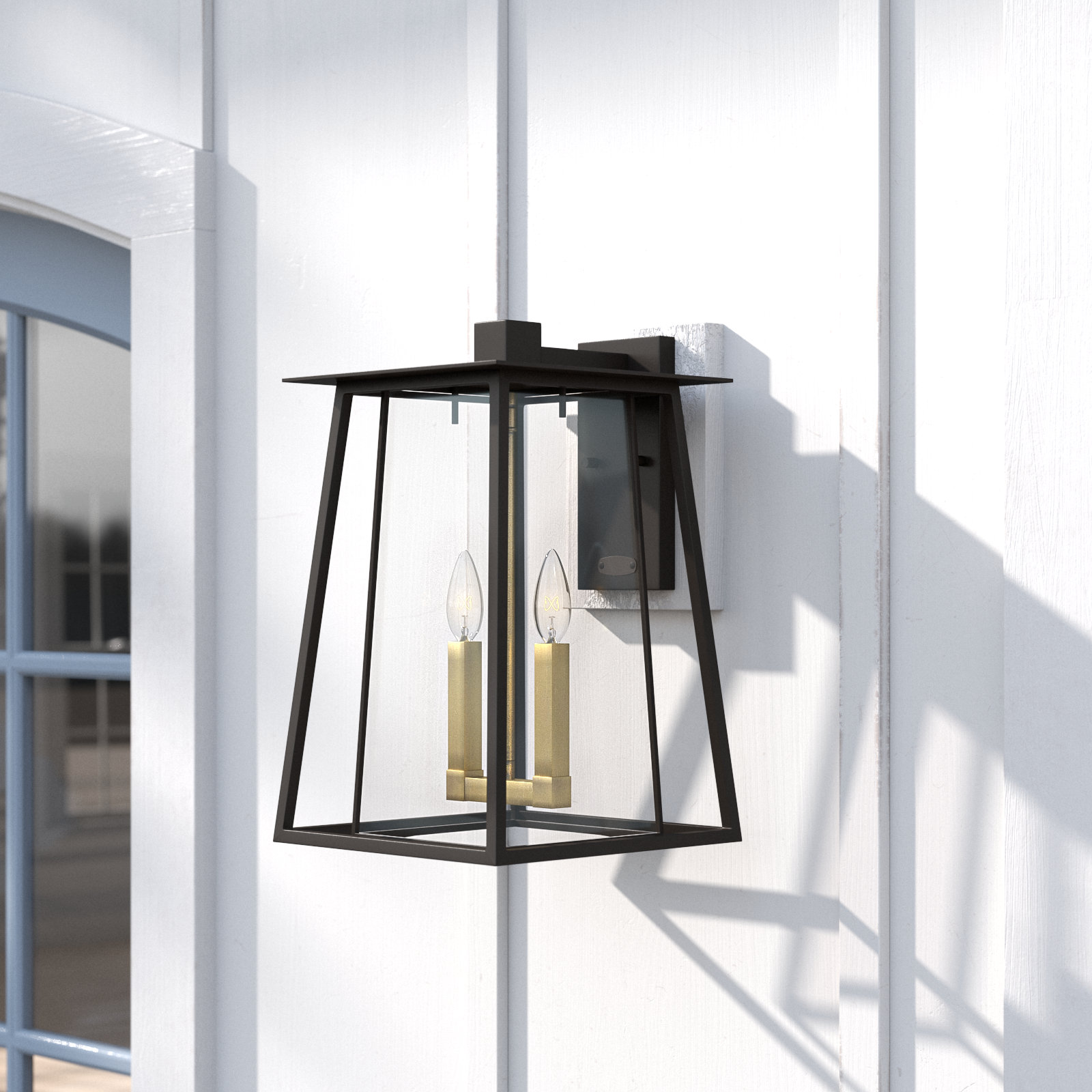2-Light Integrated LED Outdoor Wall Lantern, Buckeye Bronze/Yellow, Incandescent