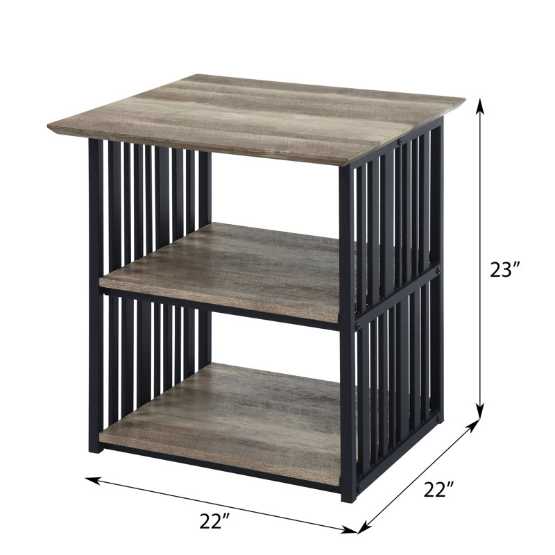 Antique Oak And Black 3-Shelf Nightstand, Brown