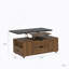 Table basse relevable moderne avec deux tabourets pour le salon, rangement caché extensible et tiroirs pour une utilisation compacte et multifonctionnelle