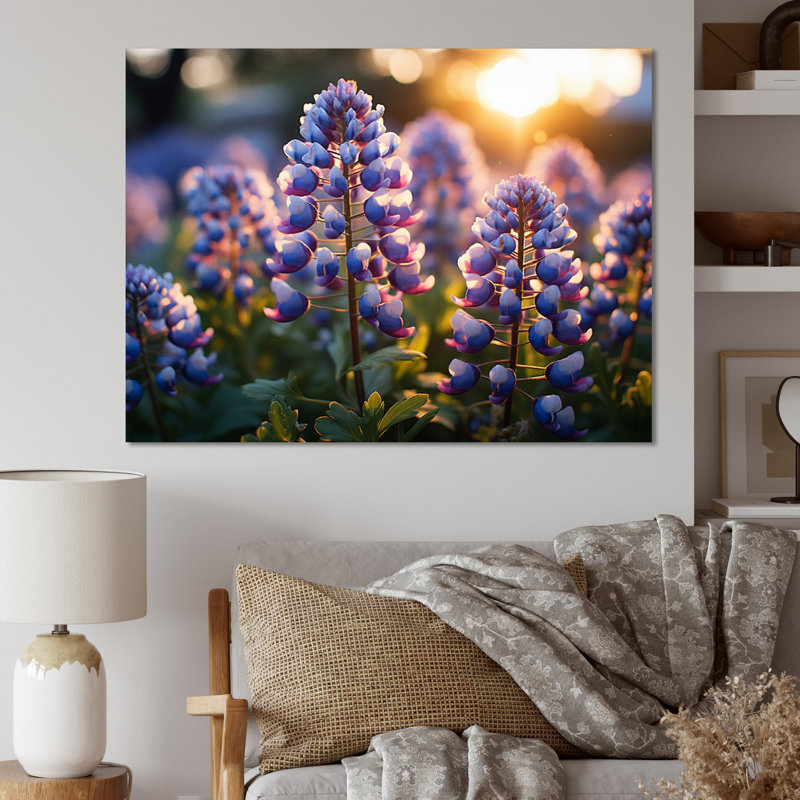 «Blue Bonnets Field Photo II», reproduction d'art sur toile florale, H 12 po x l 20 po x P 1 po, Toile tendue