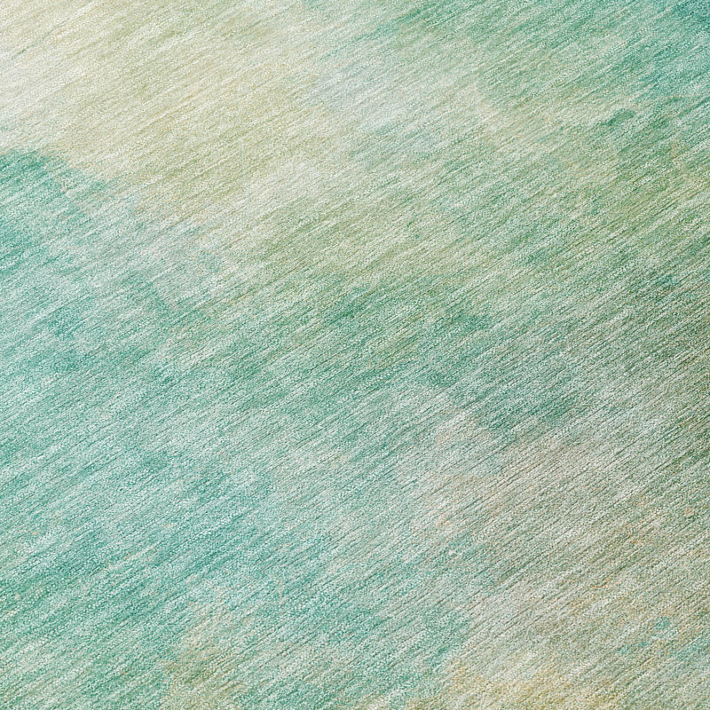 Machine Washable Indoor/Outdoor Chantille ACN2883 Abstract Rug, Aqua, 8' Round