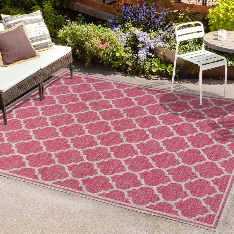 Tapis d'intérieur / extérieur gris treillis Trebol, Rectangle 5 pi 3 po x 7 pi 7 po