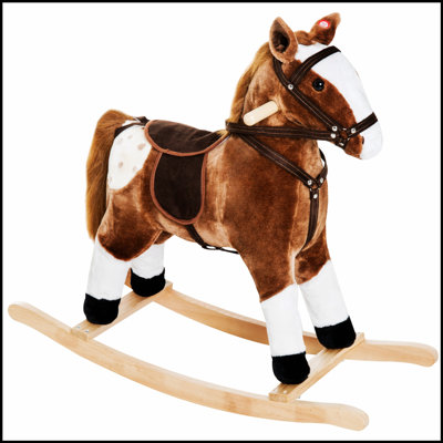 Cheval à bascule en peluche avec sons réalistes pour les tout-petits de Qaba