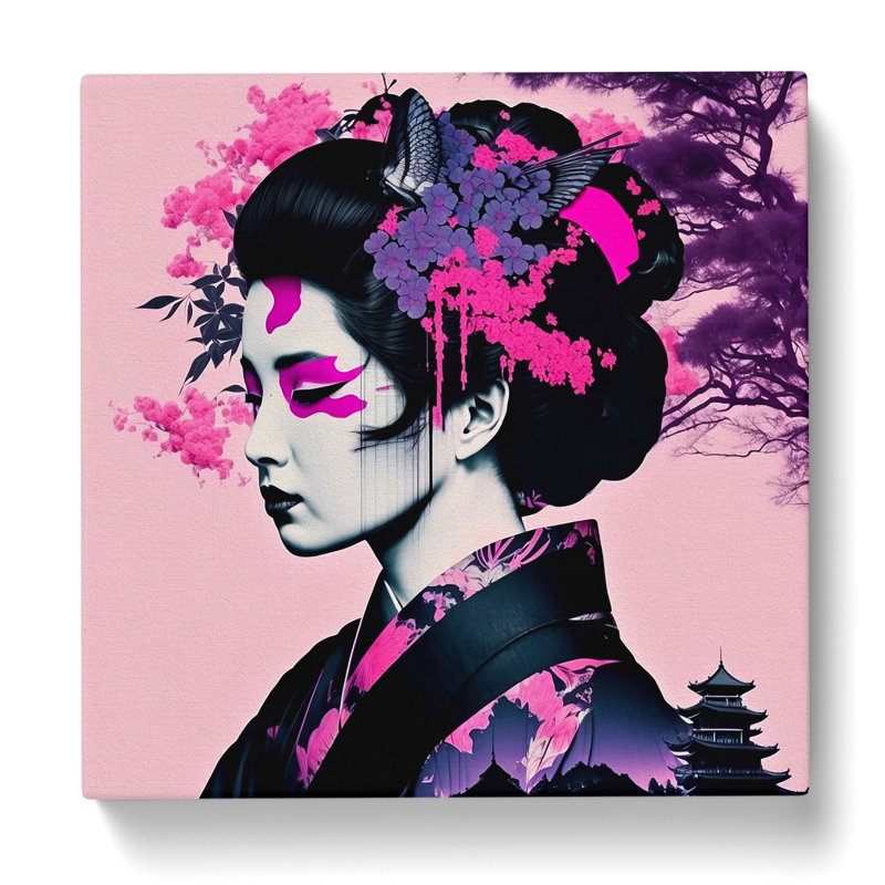 Geisha Vaporwave - Print, 35cm H x 35cm W x 3cm D