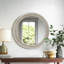 Miroir mural rond avec bordure perlée