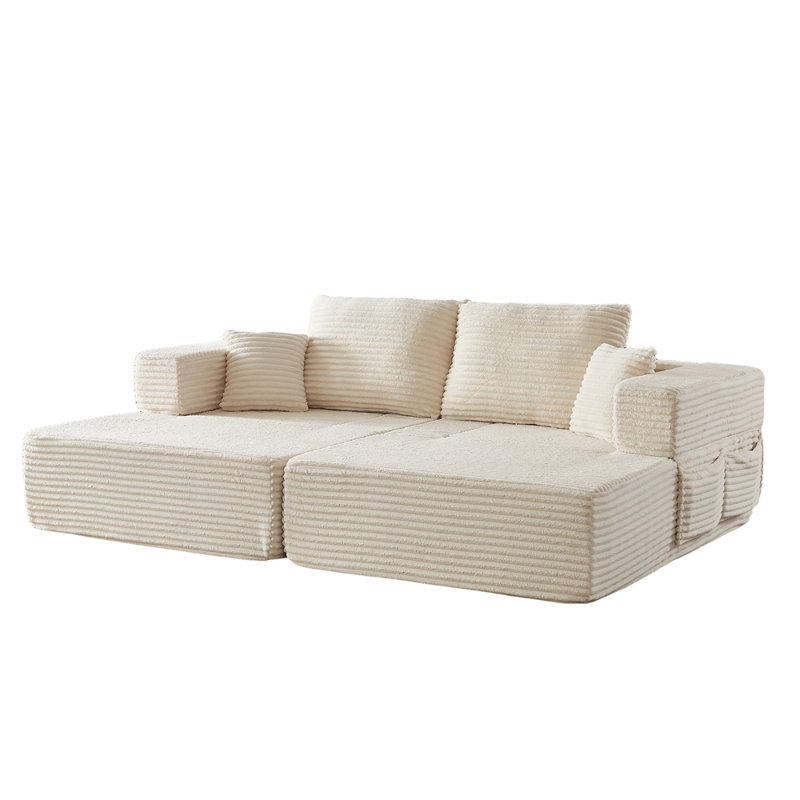 Canapé 91,3 pouces à deux places, Velours côtelé beige