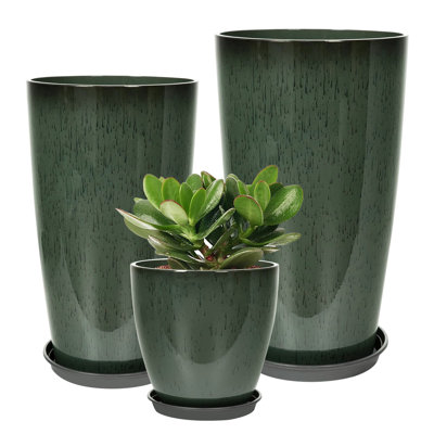 Set of 3 Tall Planters 11/21/24" - with Drainage Holes for Outdoor & Indoor Use
