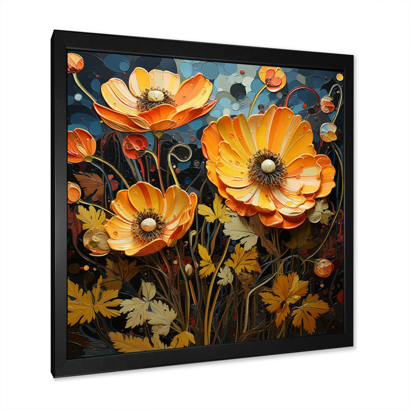 «Gold Marigold Marigold Melody II», reproduction sur toile, H 24 po x l 24 po x P 1 po, Cadre photo noir