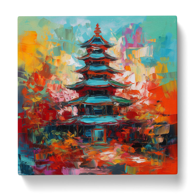 Pagoda Abstract Expressionism - Wrapped Canvas, 35cm H x 35cm W x 3cm D