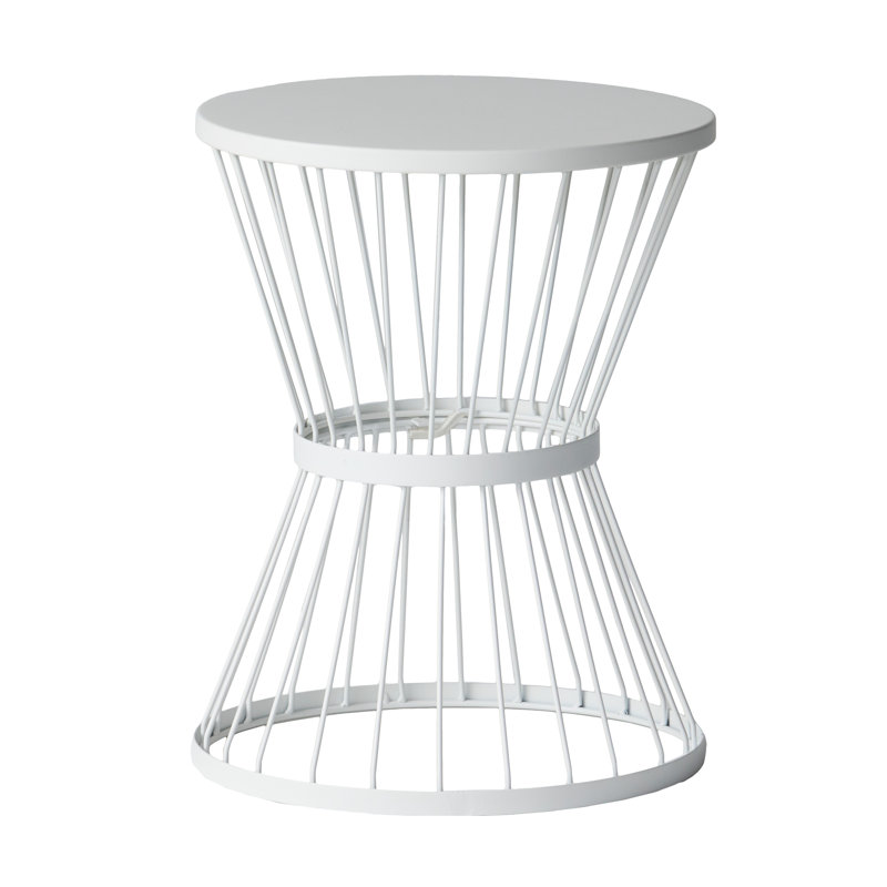 Outdoor Metal Side Table, White