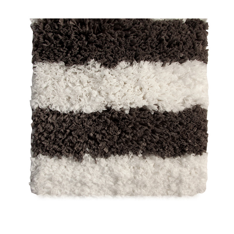 Pulver Non-Slip Bath Rug, 34" x 21", White/Gray
