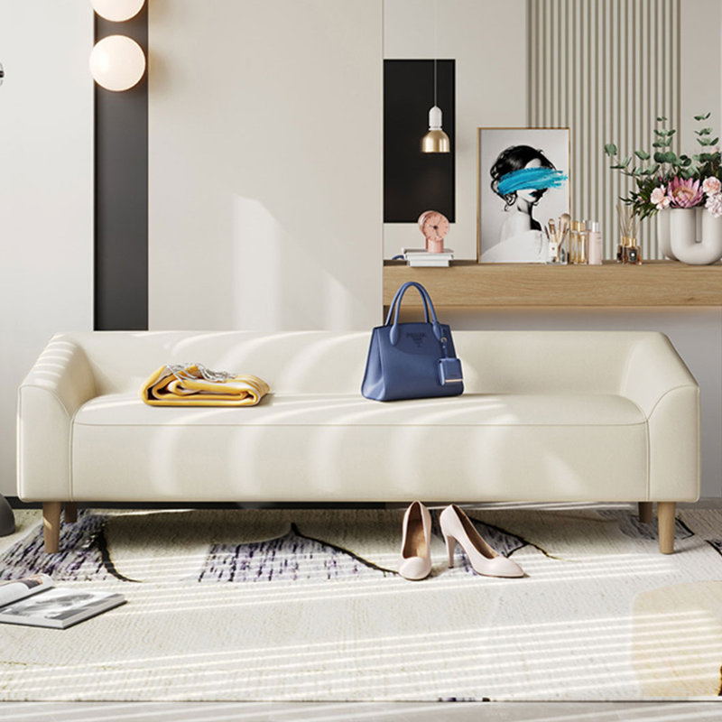 Banc rembourré beige, H 22,83 po x l 66,93 po x P 21,65 po
