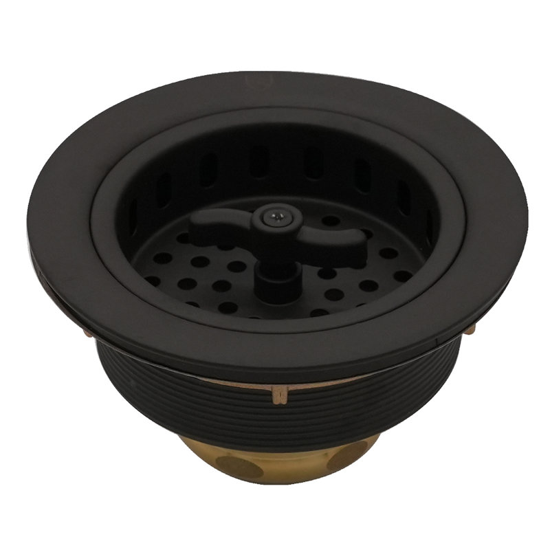 Ensemble de 2 crépines d'évier de cuisine pour drain, Noir mat