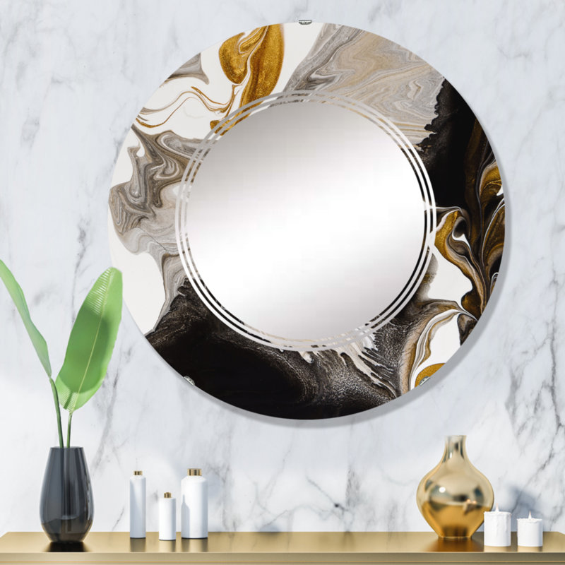 Miroir mural moderne doré et doré IV, 32 po x 32 po